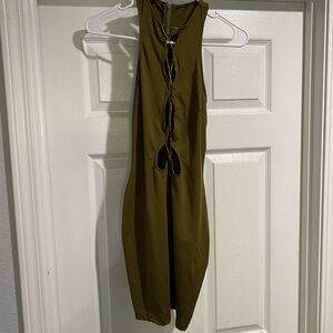 Olive Tie front mini dress